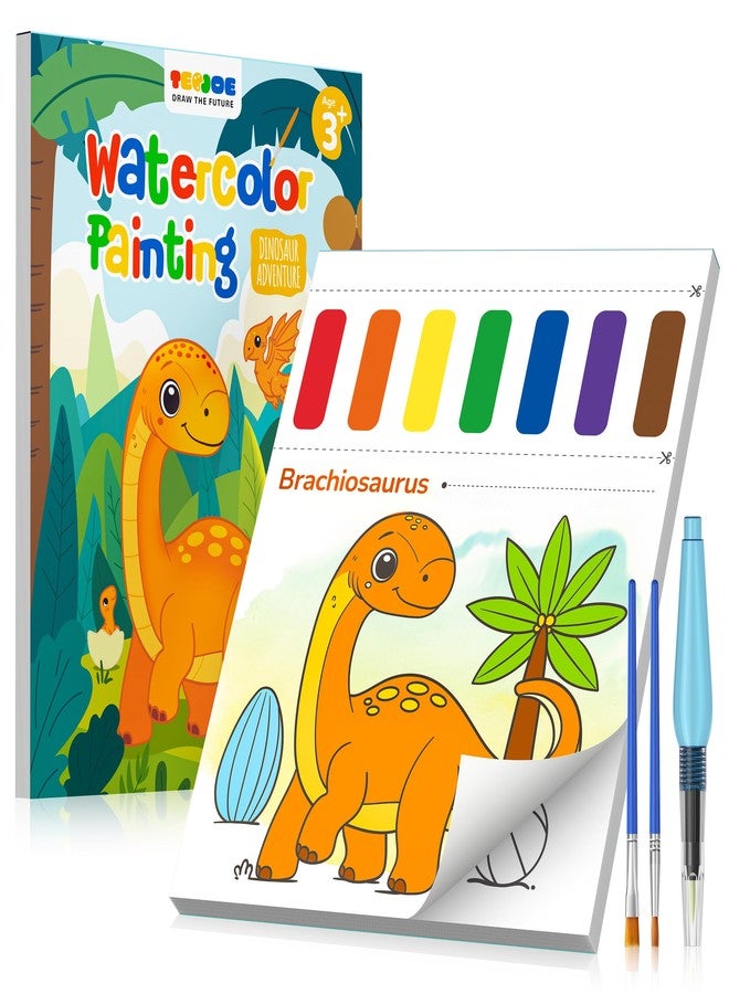 TECJOE Paint with Water Coloring Books for Toddlers, Dinosaur Series Watercolor Set with 3 Brushes, Mess Free Painting Activity for Kids Ages 4 5 6 7 8, Christmas Gifts Arts & Crafts Toy - Image 1
